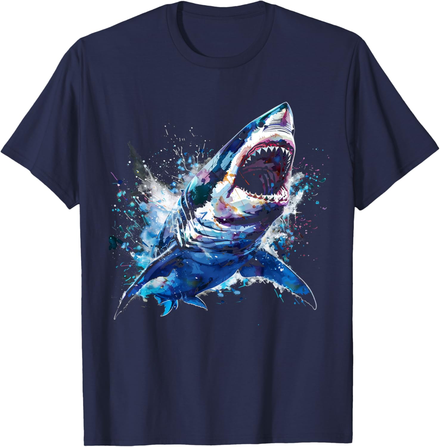 Great White Shark Scuba Diving Fishing Shark Lover T-Shirt - T-Shirt | Navy