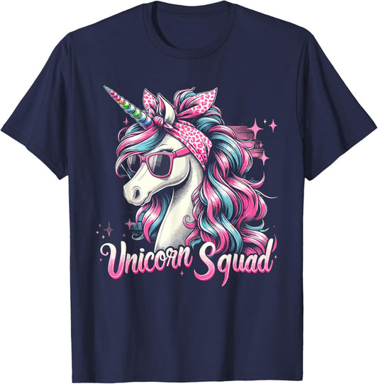 Unicorn Squad - Graceful Unicorn with leopard Bandana T-Shirt - T-Shirt | Navy