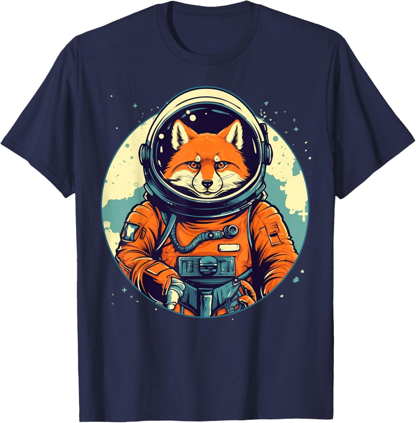 Outer Space Fox on Galaxy Astronaut Fox T-Shirt - T-Shirt | Navy