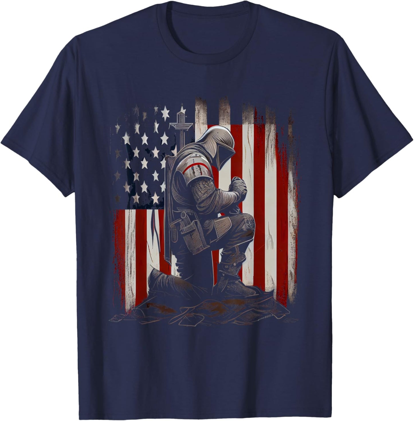 Knight Templar Christian Warrior Of God Crusader Gift T-Shirt - T-Shirt | Navy