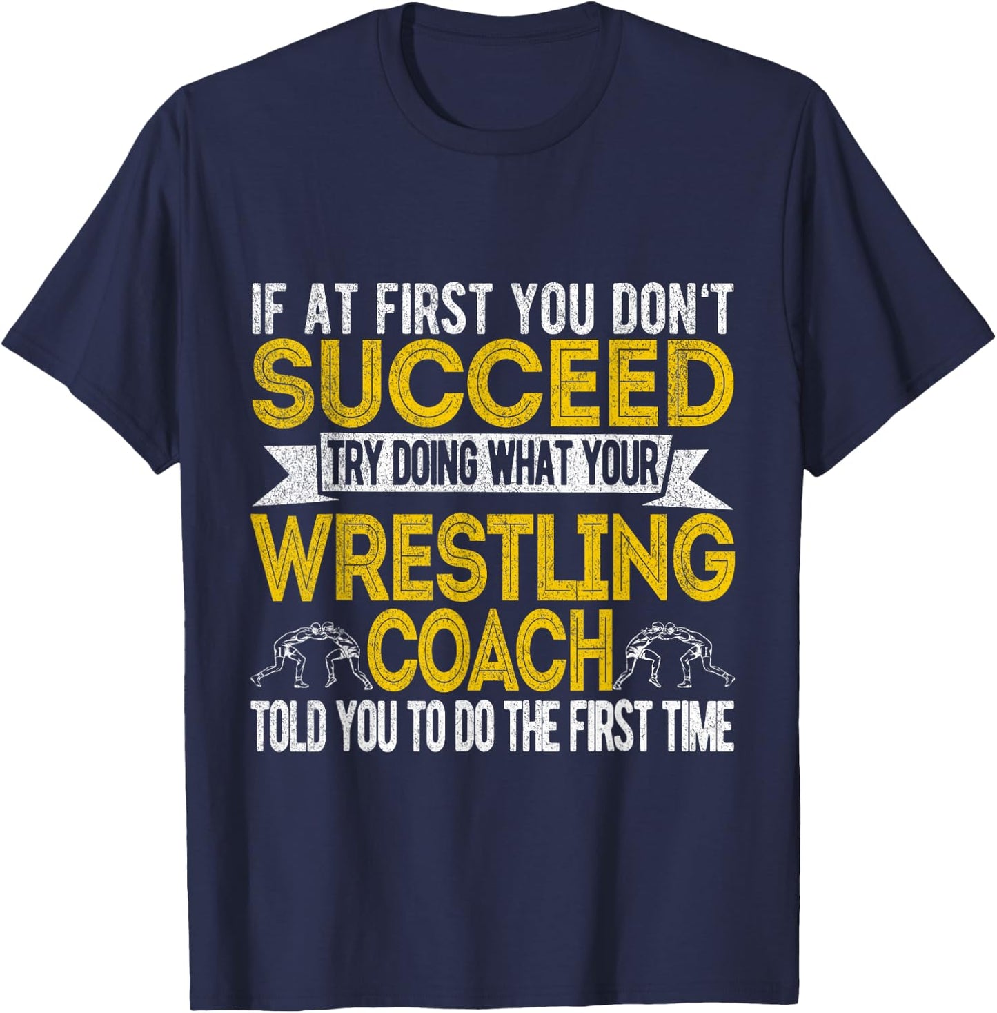 Funny Wrestling Coach Scholastic Folkstyle Wrestling Retro T-Shirt - T-Shirt | Navy