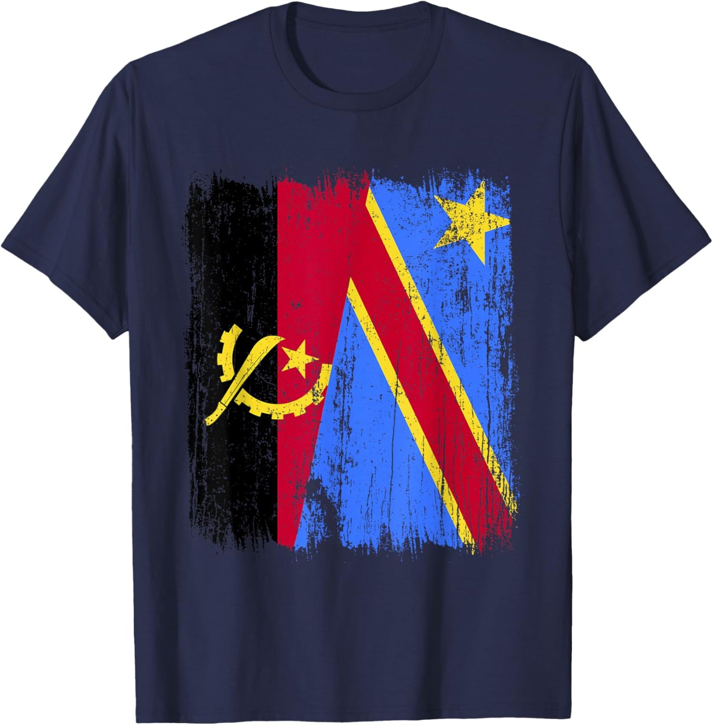 Angola Congo Half Flag Jersey Angolan Pride T-Shirt - T-Shirt | Navy