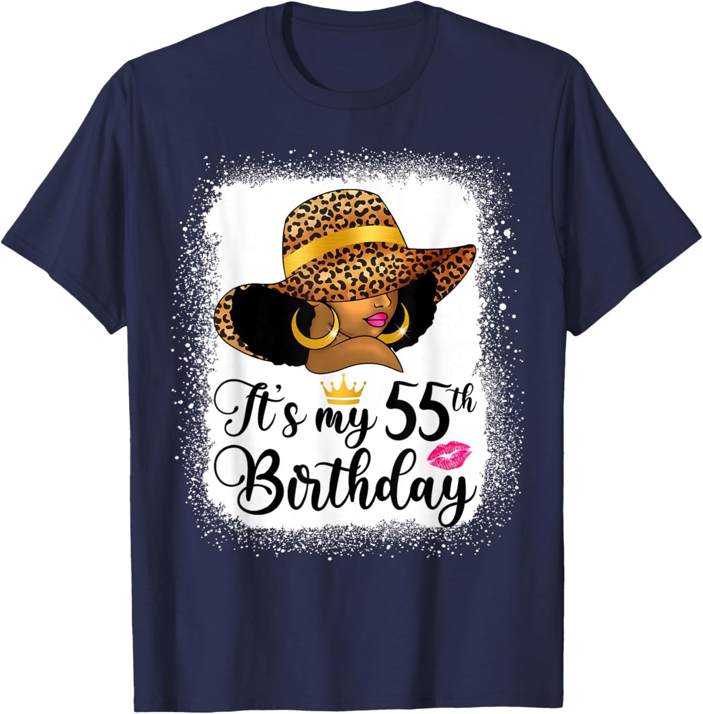 African American Woman It's My 55th Birthday Black Queen T-Shirt - T-Shirt | Navy