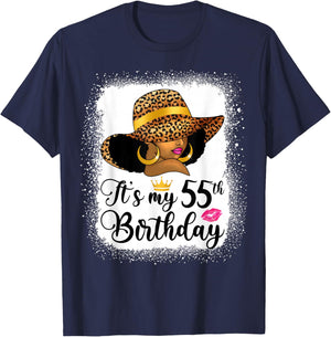 African American Woman It's My 55th Birthday Black Queen T-Shirt - T-Shirt | Navy