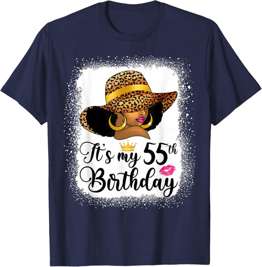 African American Woman It's My 55th Birthday Black Queen T-Shirt - T-Shirt | Navy