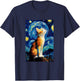 Cat Van Gogh Style Starry Night Graphic T-Shirt - T-Shirt | Navy
