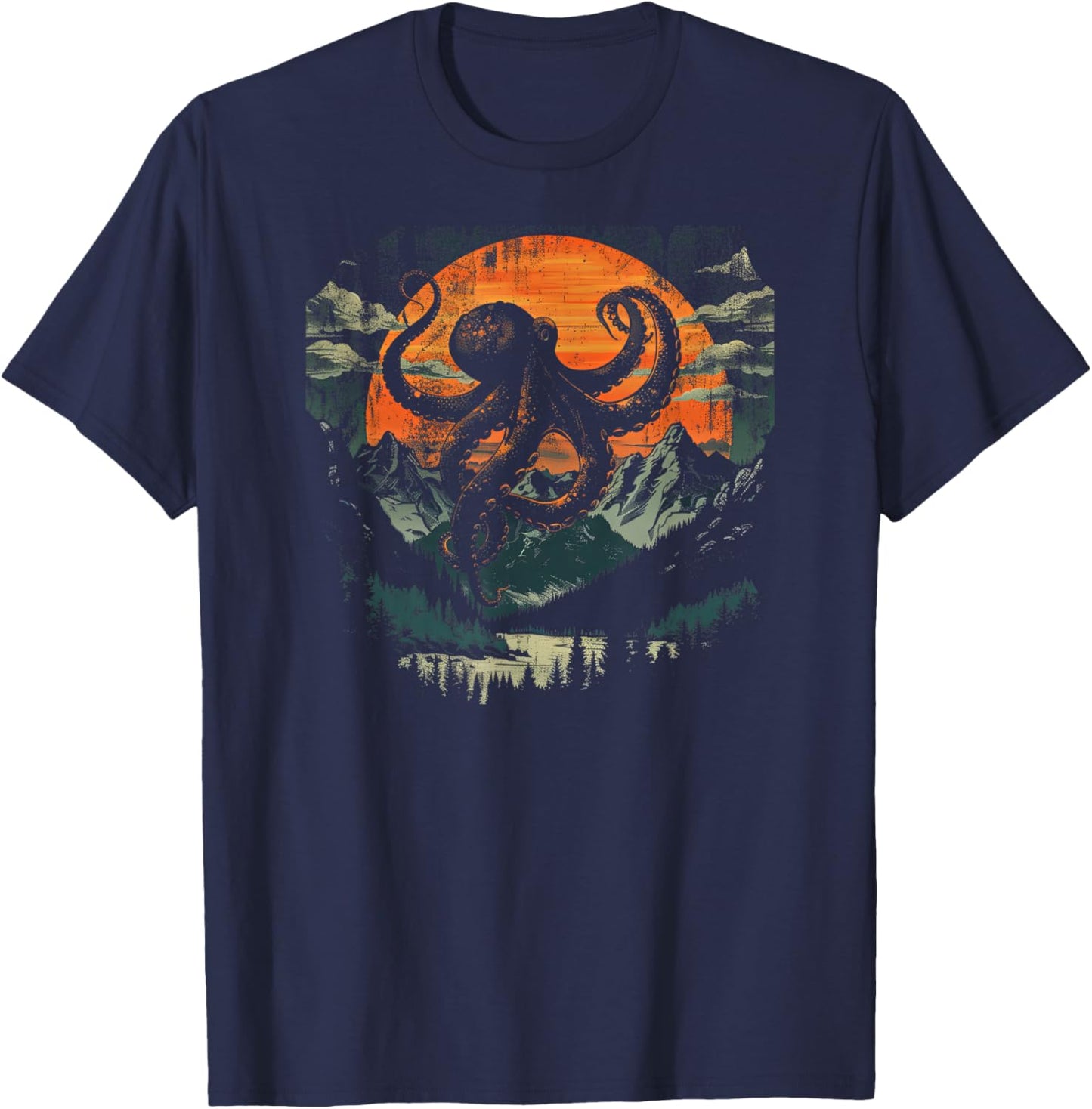 Octopus Shirt /Graphic Mountain T-Shirt - T-Shirt | Navy