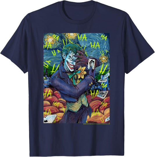 DC Comics The Joker Starry Night Style Portrait T-Shirt - T-Shirt | Navy