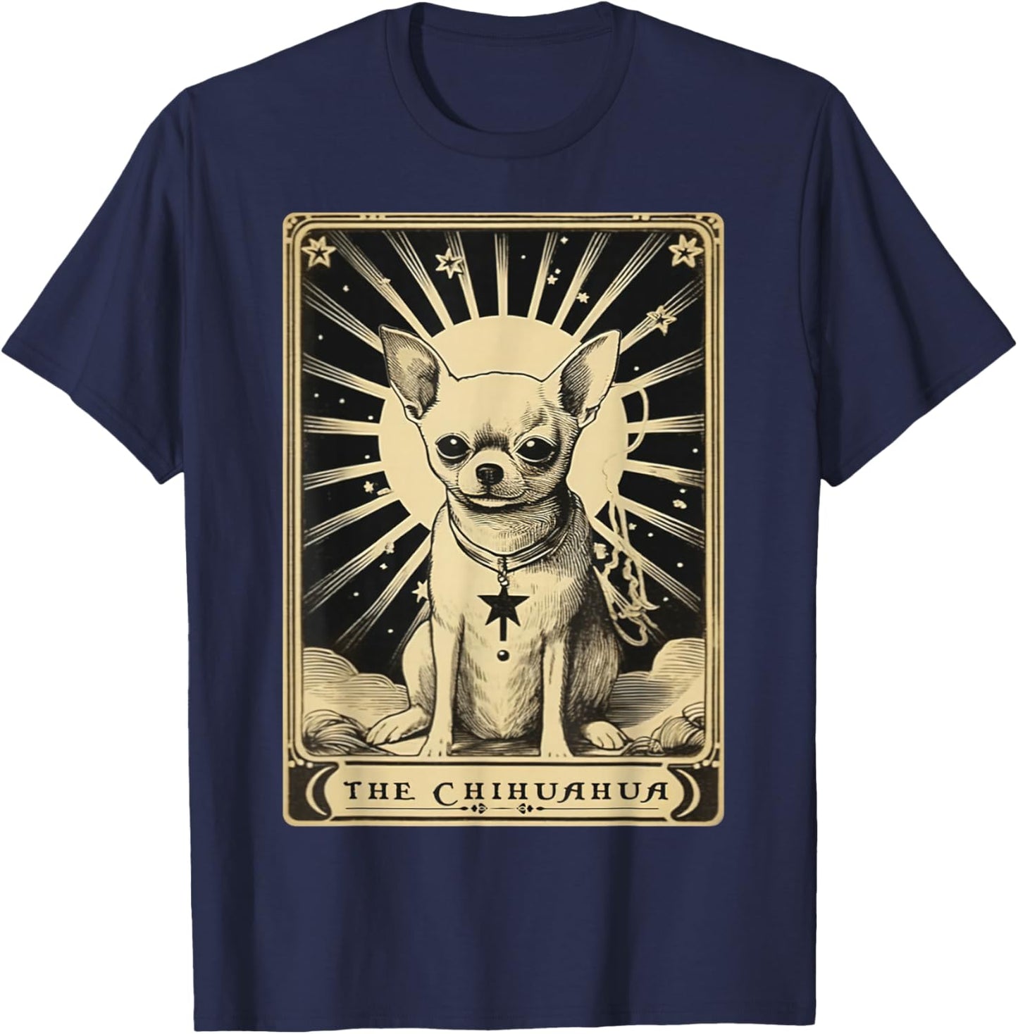 Chihuahua Vintage Tarot Card | Chihuahua Mom T-Shirt - T-Shirt | Navy