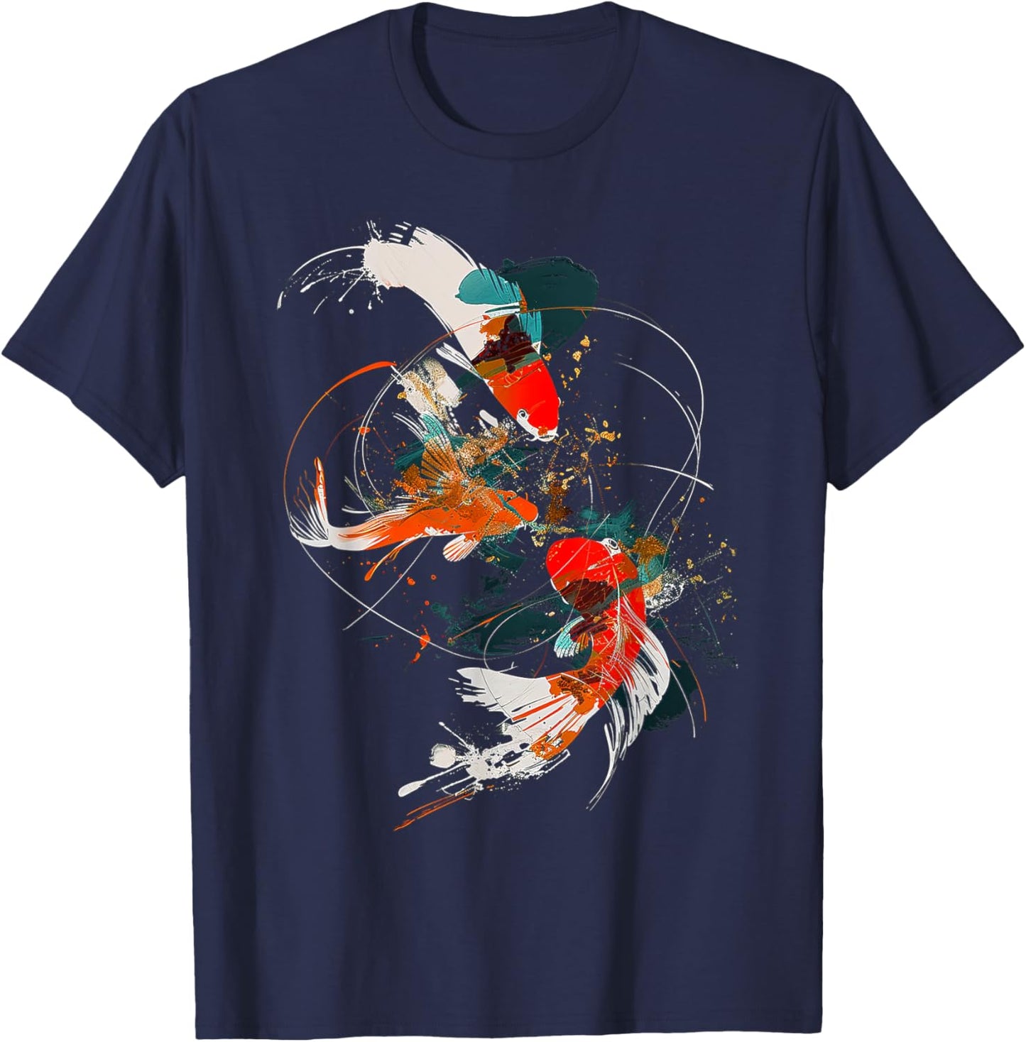 Fish Abstract Art Geometric Animal Pet Graphic Fish T-Shirt - T-Shirt | Navy