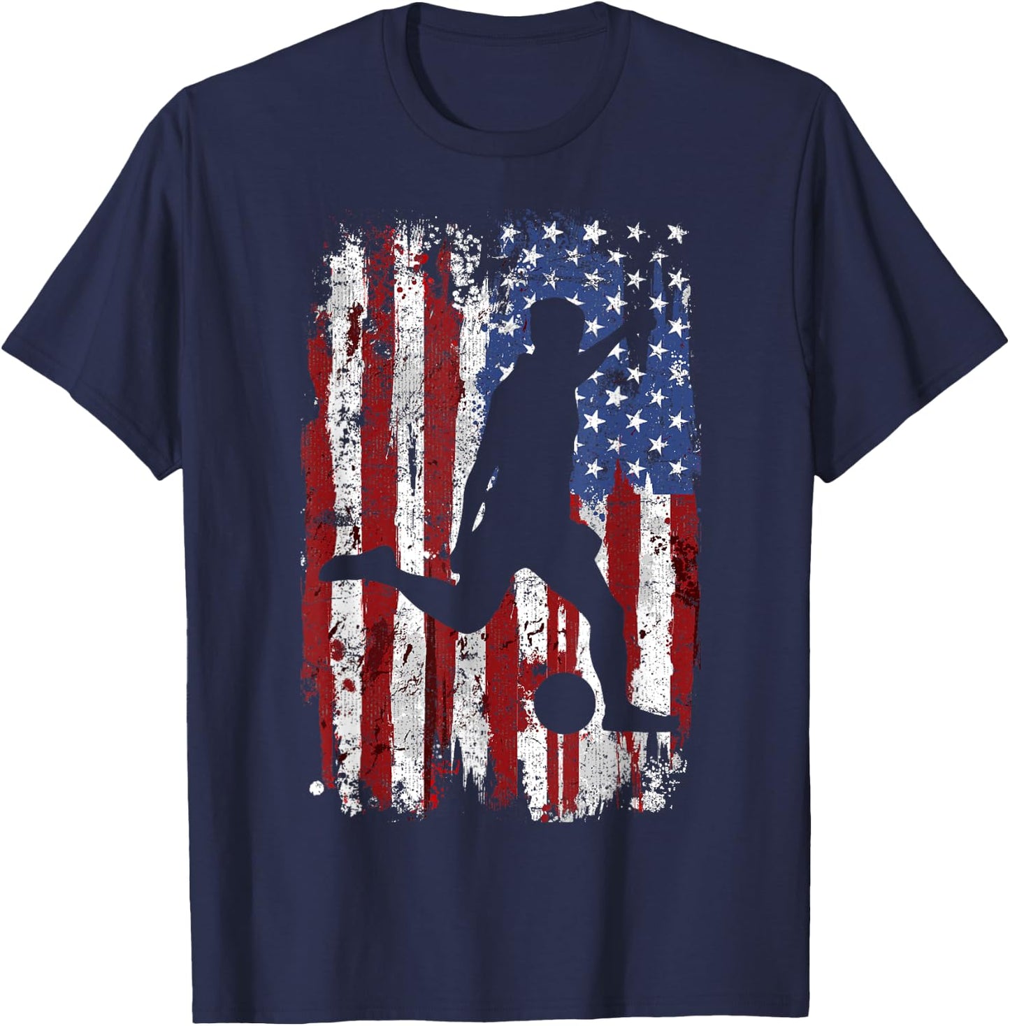 Soccer Vintage USA Flag T-Shirt - T-Shirt | Navy