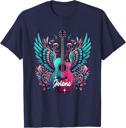 Girl Retro Jolene First Name Personalized Groovy 80's T-Shirt - T-Shirt | Navy