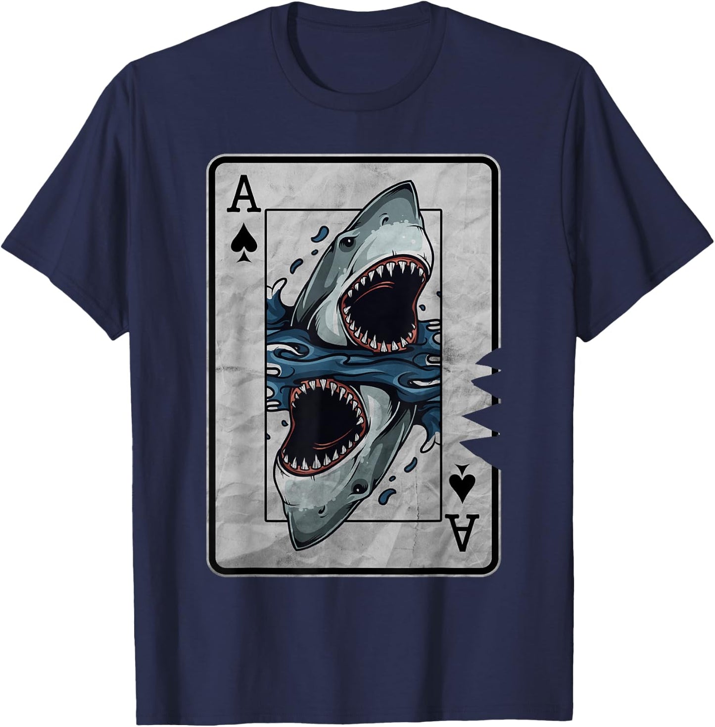 Poker Card Great White Shark T-Shirt - T-Shirt | Navy