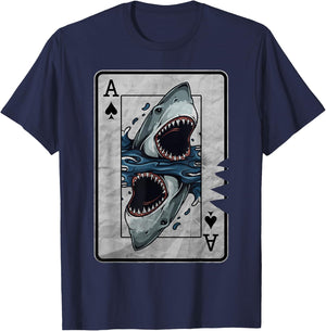 Poker Card Great White Shark T-Shirt - T-Shirt | Navy