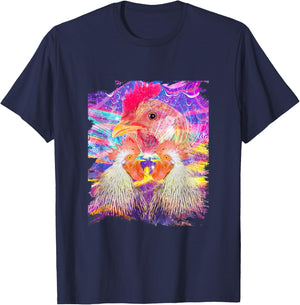 EDM Trippy Chicken Rave T-Shirt - T-Shirt | Navy