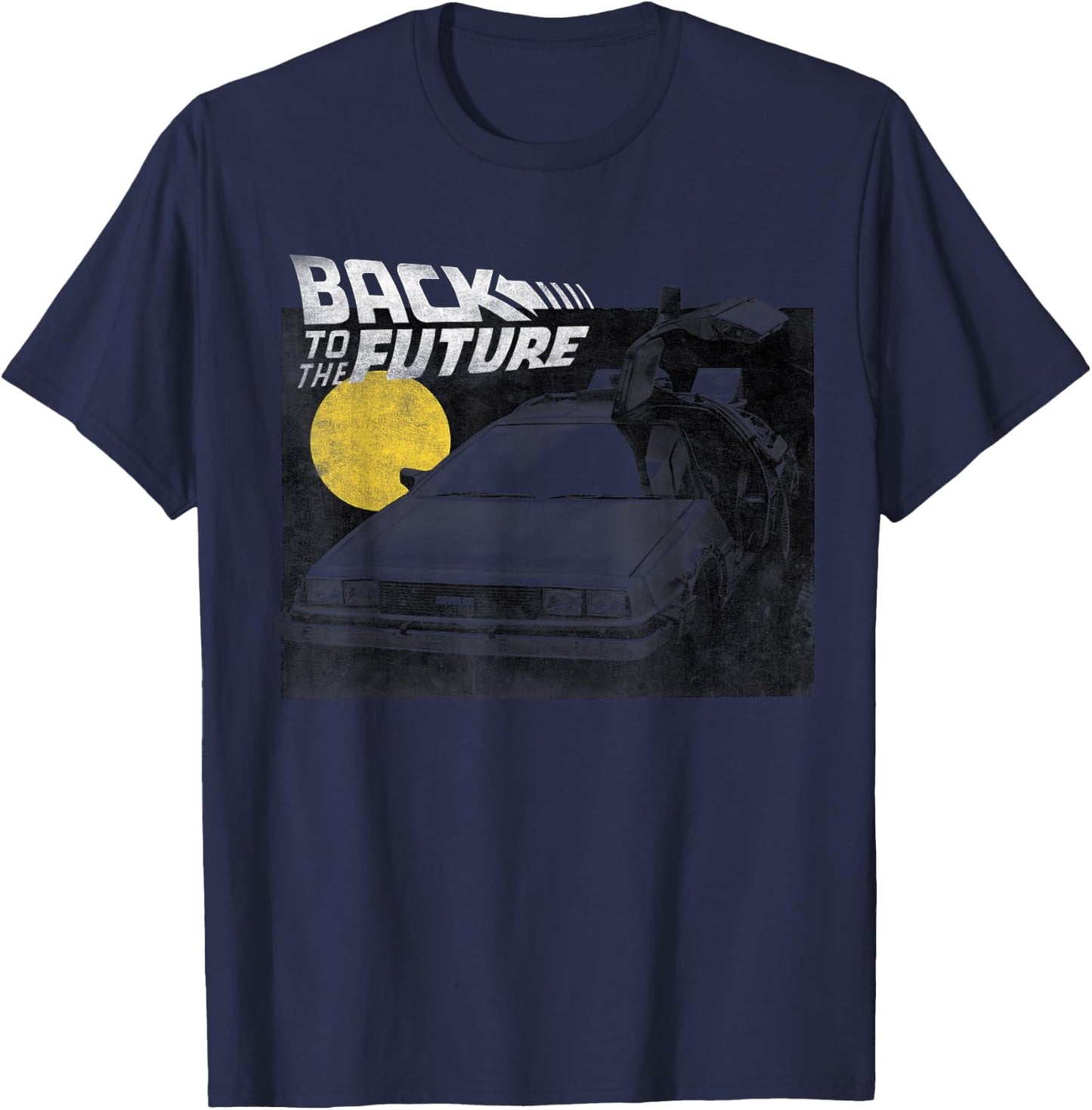 Back To The Future Delorean Fade Portrait T-Shirt - T-Shirt | Navy