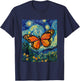 Cute Butterfly - Van Gogh Style - Starry Night T-Shirt - T-Shirt | Navy