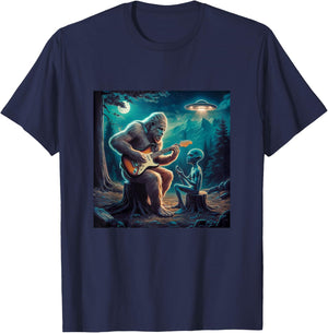 Alien Bigfoot Guitar Sasquatch UFO Gifts , Women, Kid T-Shirt - T-Shirt | Navy