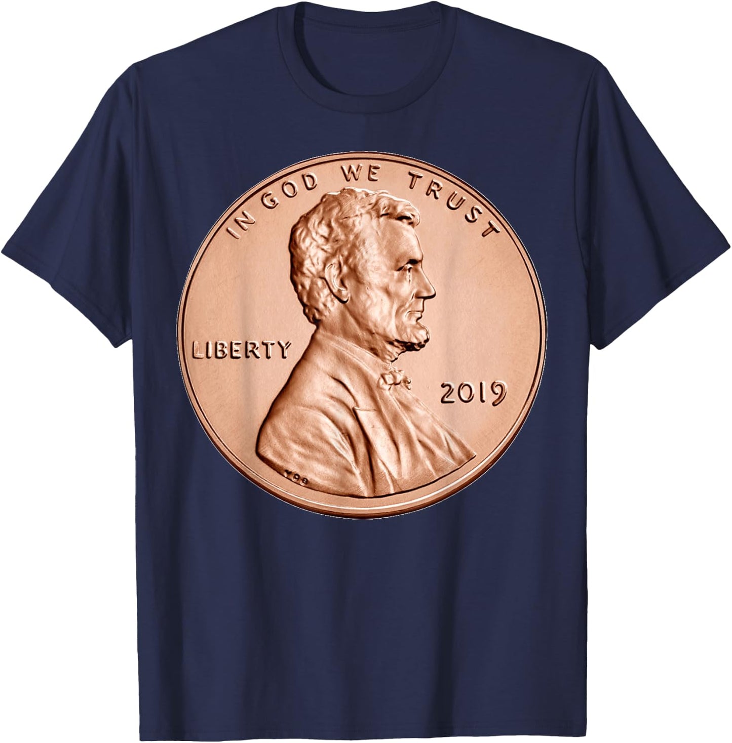 Penny Lincoln USA Coin 1 Cent 2019 America United States USA T-Shirt - T-Shirt | Navy