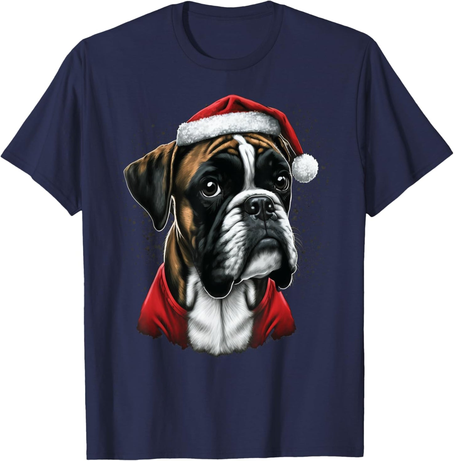 Xmas Boxer Dog Santa on Christmas Boxer Dog Men Women Kids T-Shirt - T-Shirt | Navy
