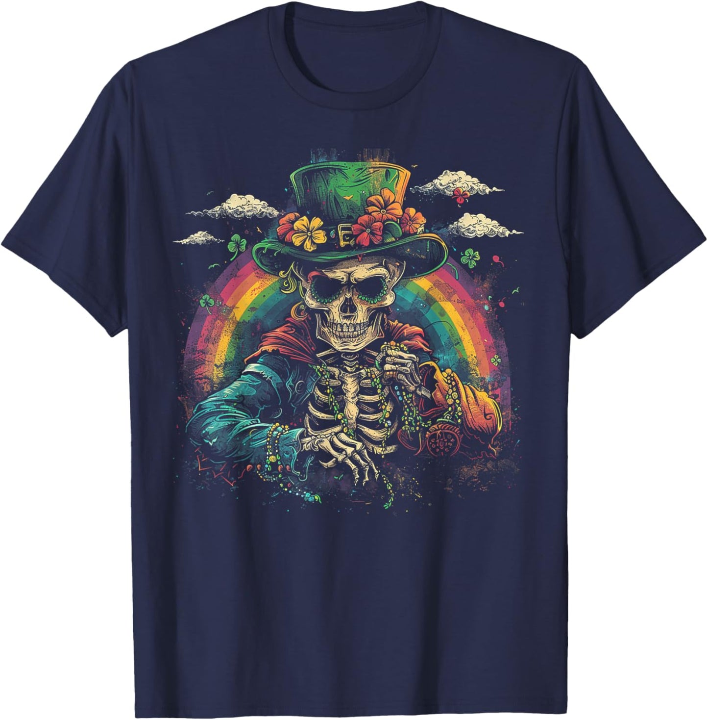 Skull Skeleton - Leprechaun St. Patrick's Day Saint Paddy's T-Shirt - T-Shirt | Navy
