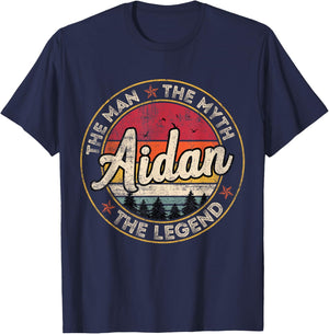 Aidan The Man The Myth The Legend Personalized Name T-Shirt - T-Shirt | Navy