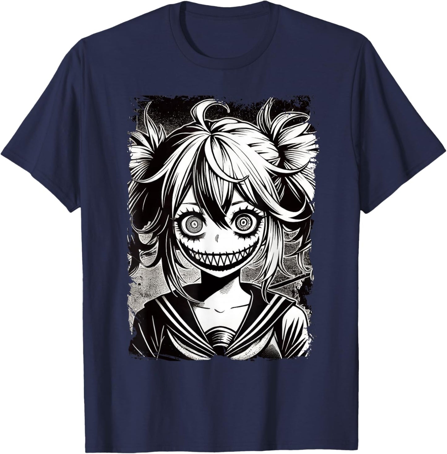 Anime Horror Manga, Aesthetic Japanese Creepy Kawaii Goth T-Shirt - T-Shirt | Navy