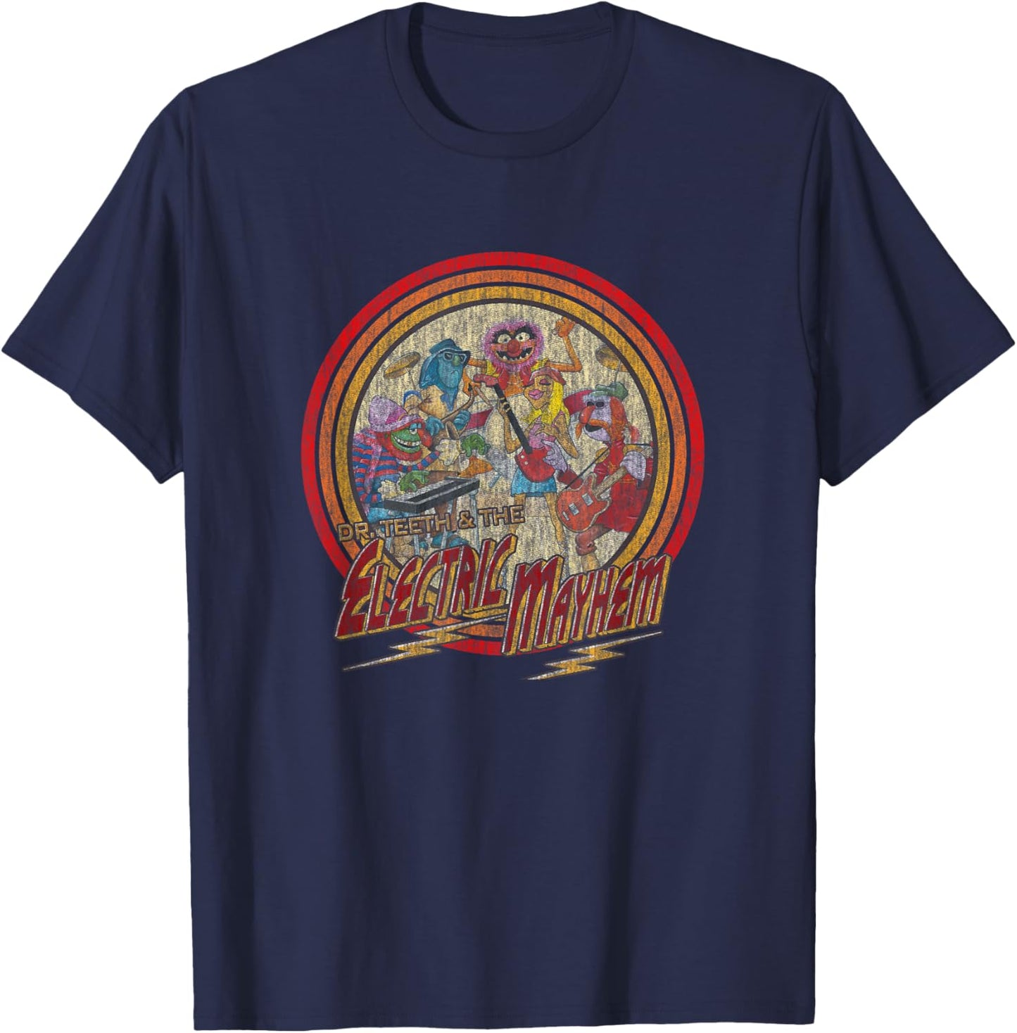 Disney The Muppets Electric Mayhem Vintage Band Poster T-Shirt - T-Shirt | Navy