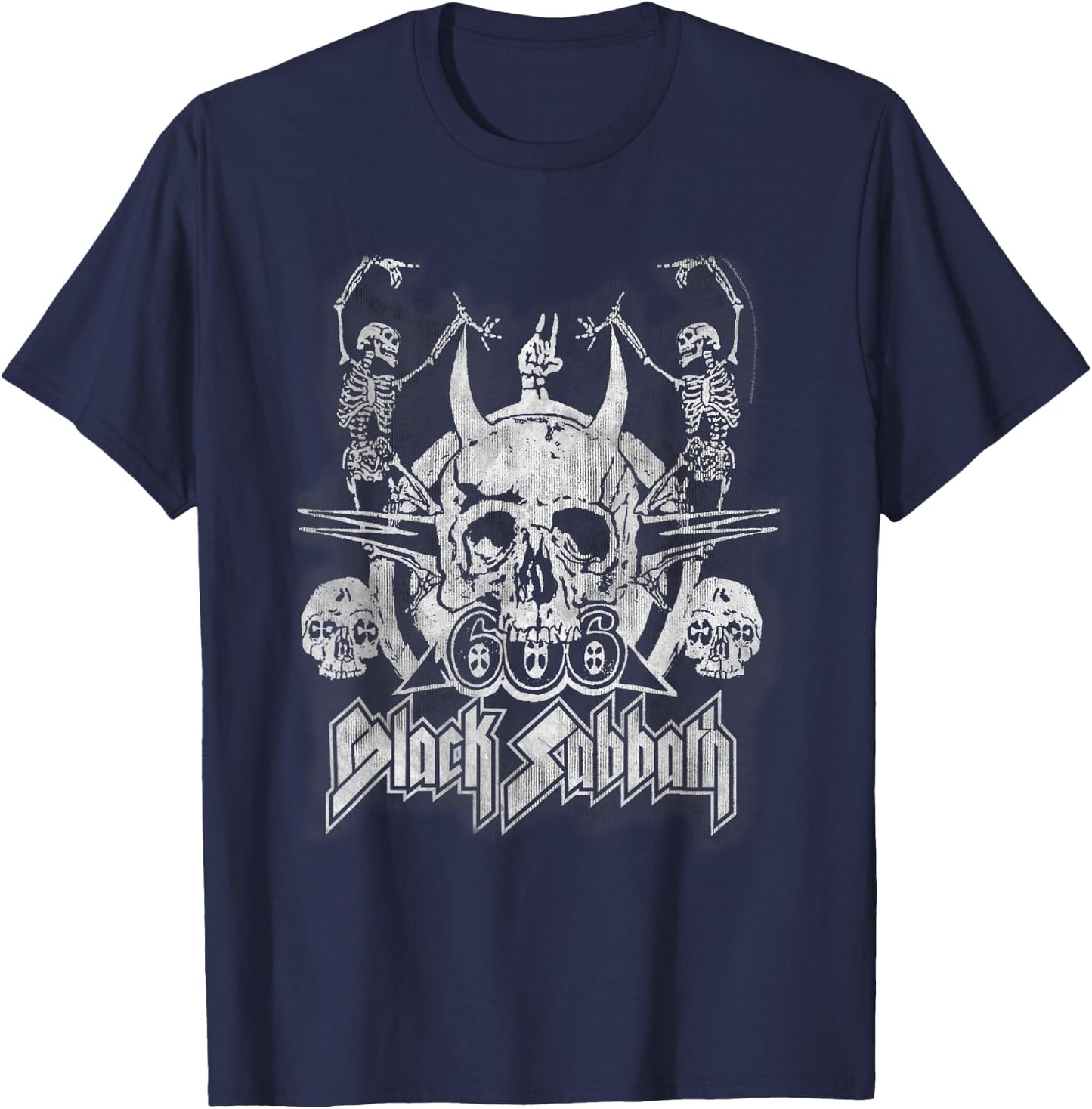 Black Sabbath Official Vintage Dancing Skeletons T-Shirt - T-Shirt | Navy