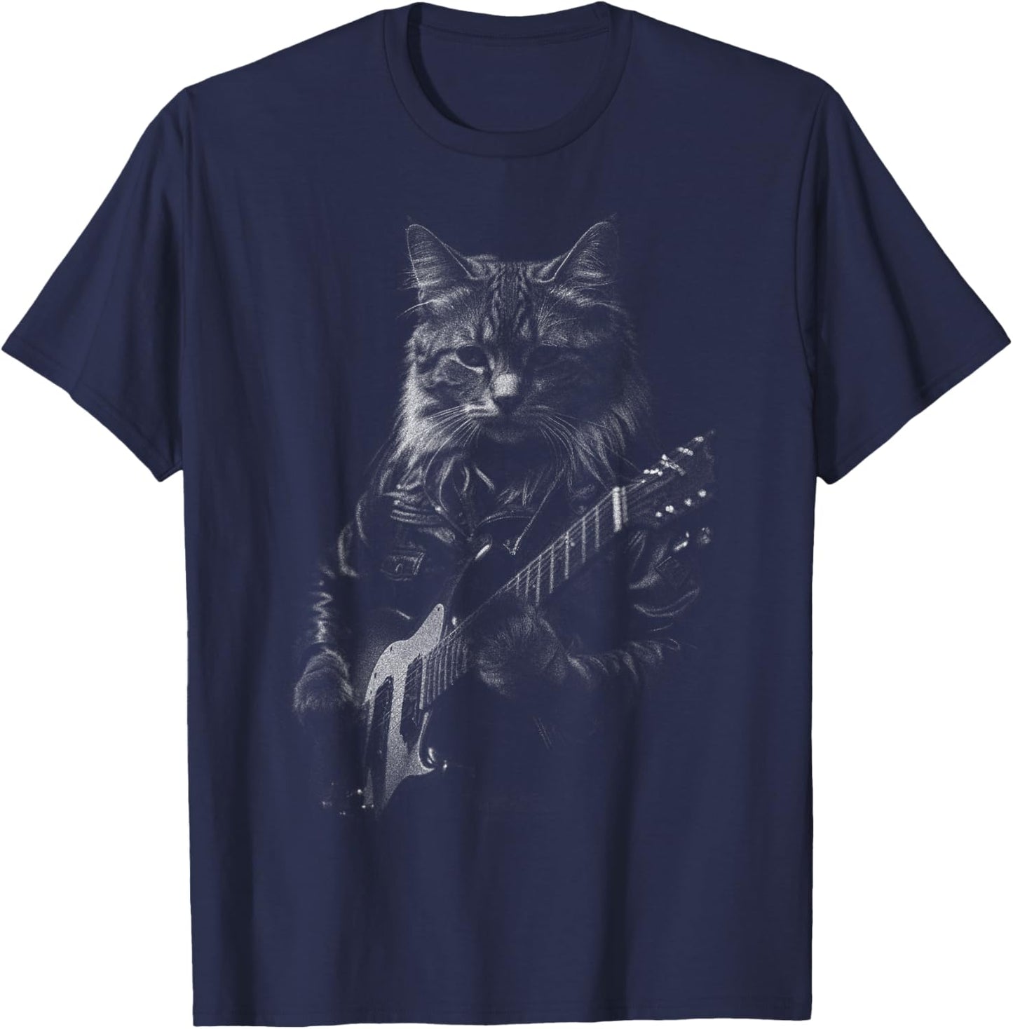 Cat Electric Guitar T-Shirt - T-Shirt | Navy