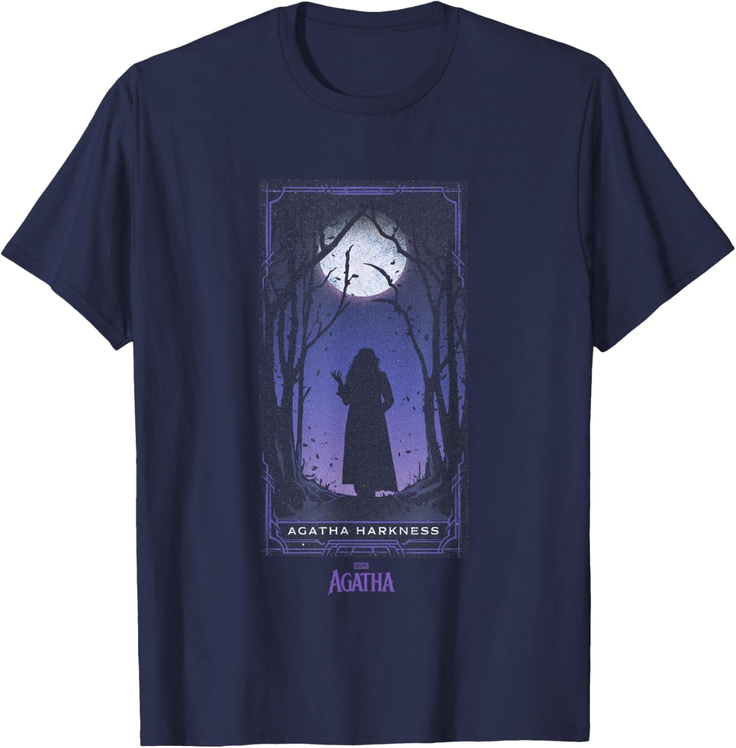 Marvel Agatha All Along Purple Agatha Tarot Card Vintage T-Shirt - T-Shirt | Navy