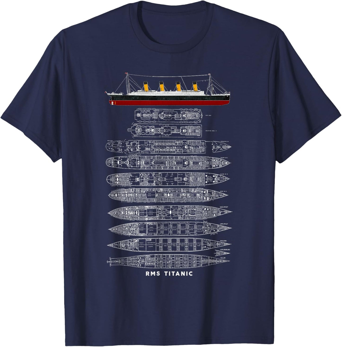 Titanic Sinking Boat Ship Hit Iceberg in 1912 Memorabilia T-Shirt - T-Shirt | Navy
