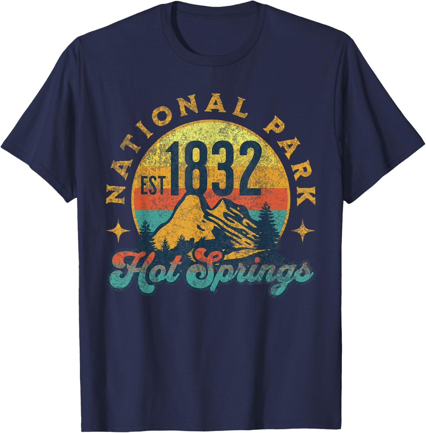 Hot Springs Arkansas Nature Mountains Hiking Outdoors T-Shirt - T-Shirt | Navy