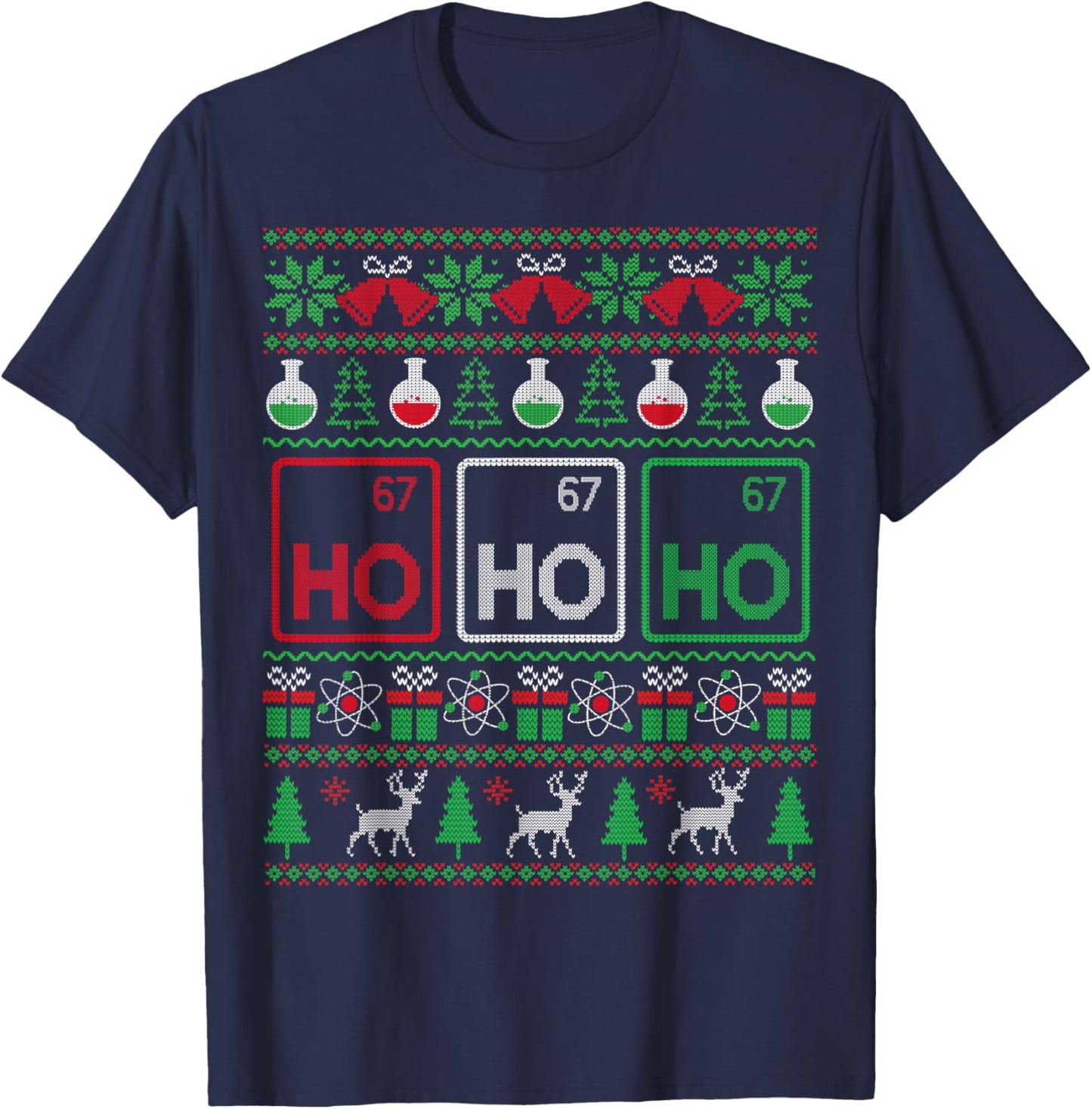 Elemental Holmium Christmas Chemistry Ho Ugly Sweater T-Shirt - T-Shirt | Navy