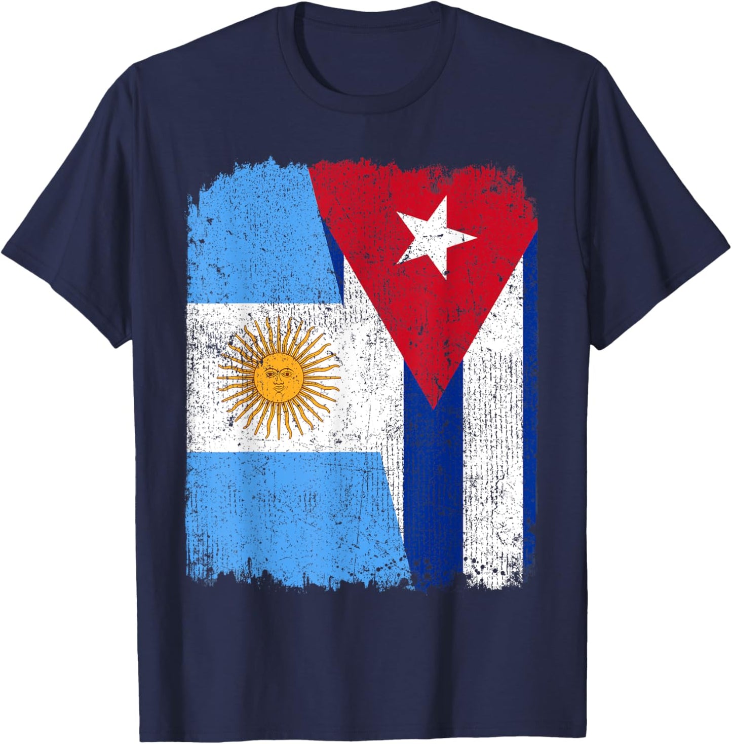 Half Argentinian Half Cuban Flag Heritage Pride Roots T-Shirt - T-Shirt | Navy