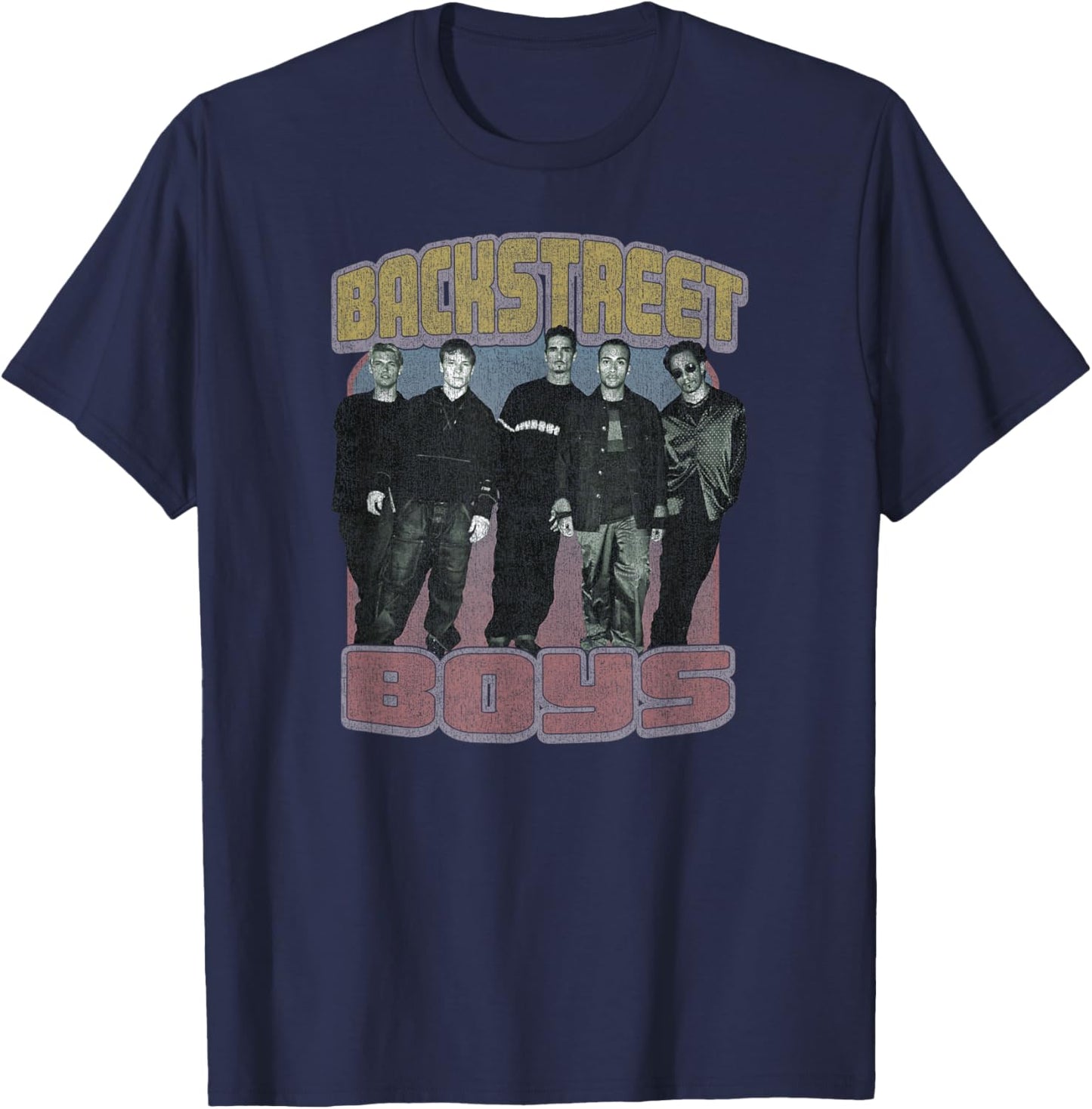Backstreet Boys – Distressed Group Photo T-Shirt - T-Shirt | Navy