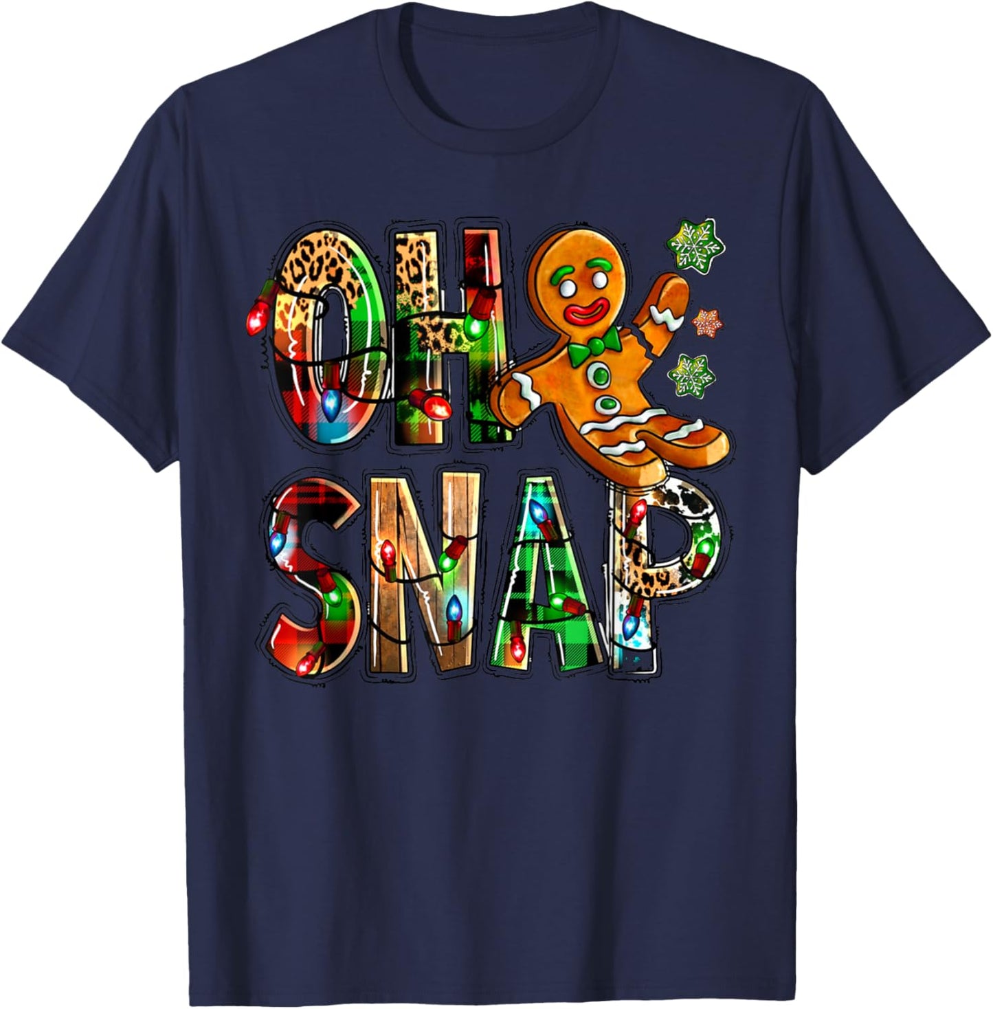 Oh Snap! Funny Gingerbread Man Cookie Christmas T-Shirt - T-Shirt | Navy