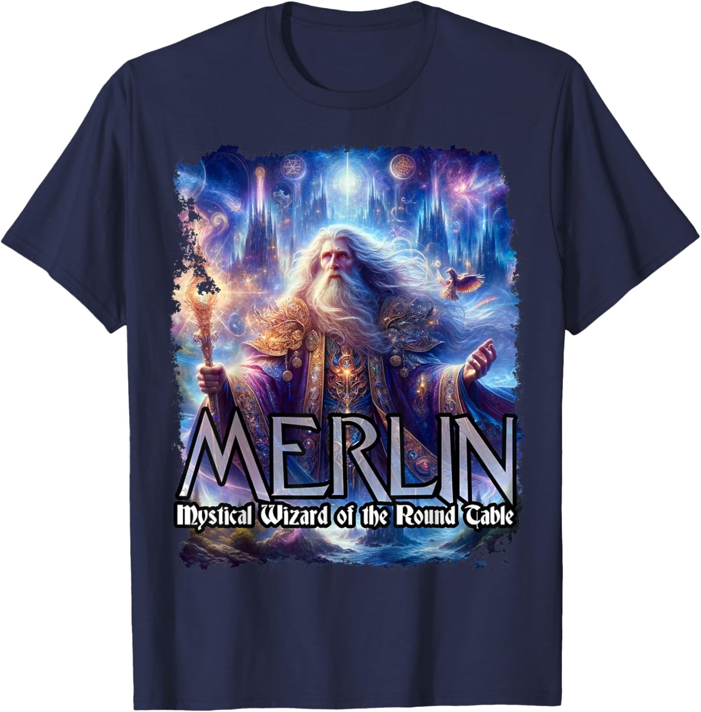Merlin Wizard of the Round Table Magician T-Shirt - T-Shirt | Navy
