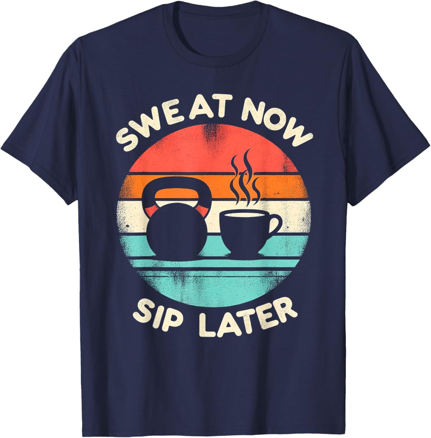 Workout Coffee Lover: Kettlebell & Espresso Enthusiast Gym T-Shirt - T-Shirt | Navy