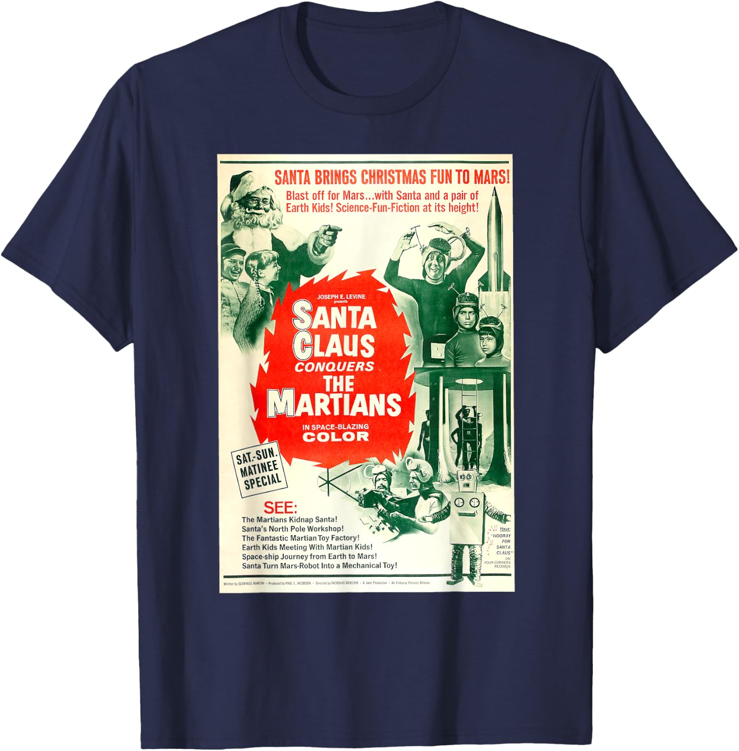 Santa Claus Halloween Christmas Poster Horror Sci Fi Movie T-Shirt - T-Shirt | Navy