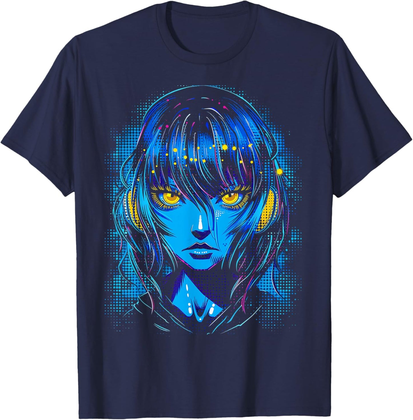 Anime Manga Motif Blue-Eyes Art Anime T-Shirt - T-Shirt | Navy