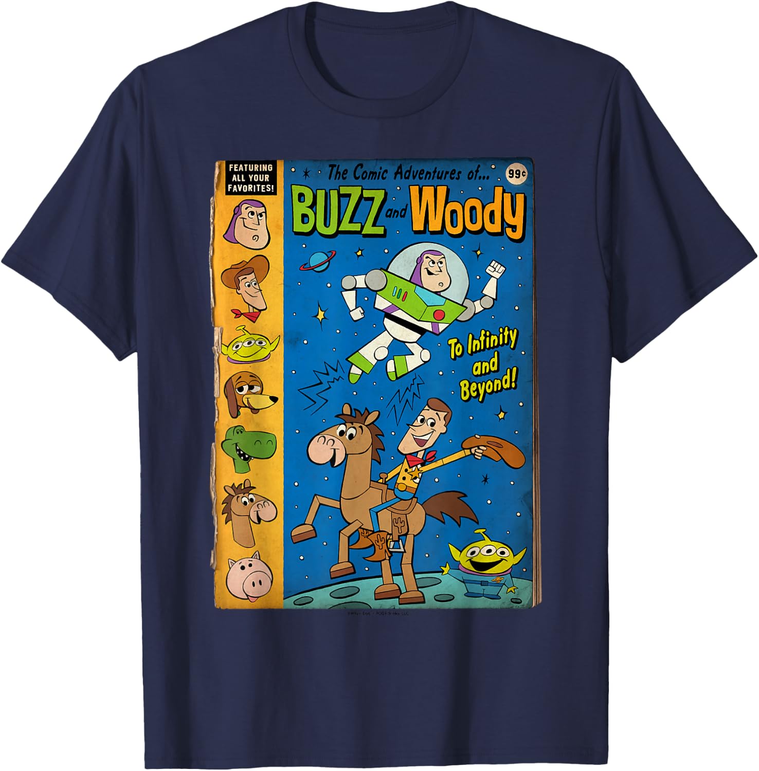 Disney Pixar Toy Story Comic Adventures Of Buzz & Woody T-Shirt - T-Shirt | Navy