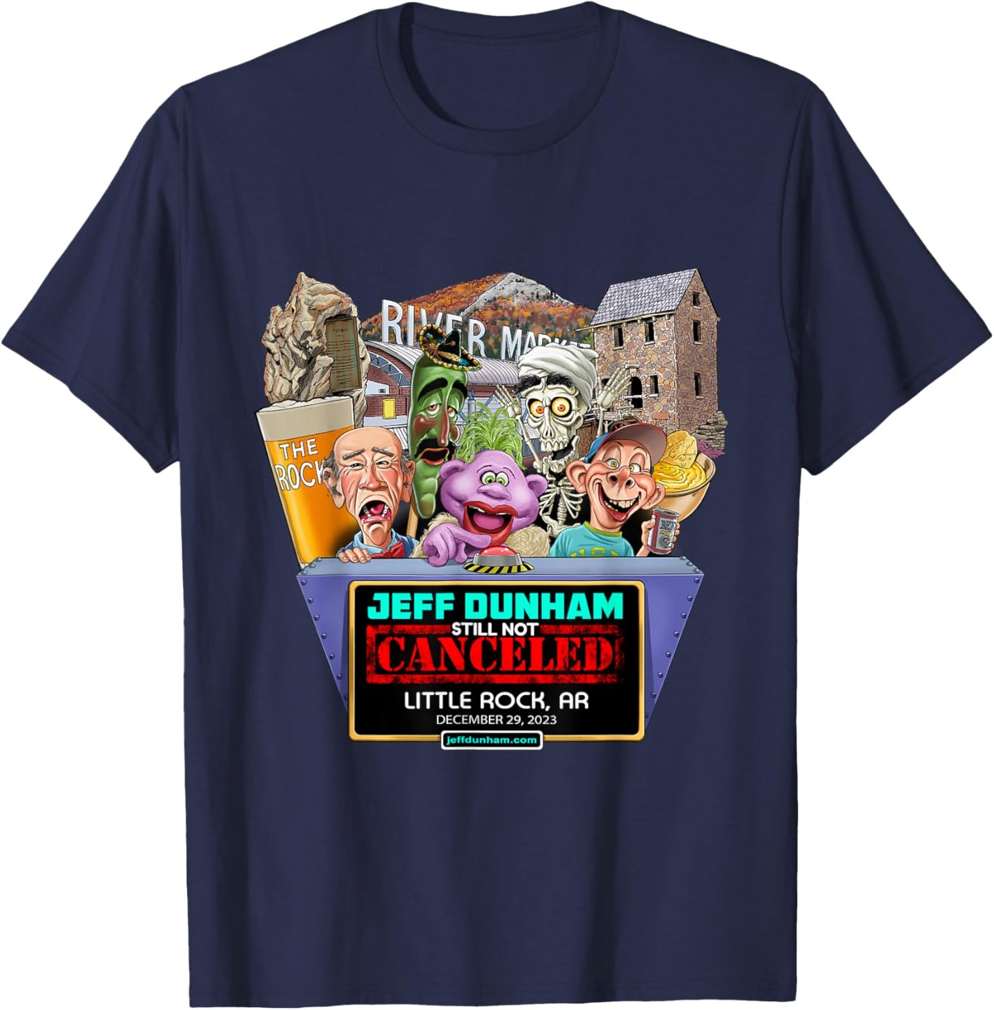 Jeff Dunham Little Rock, AR (2023) T-Shirt - T-Shirt | Navy