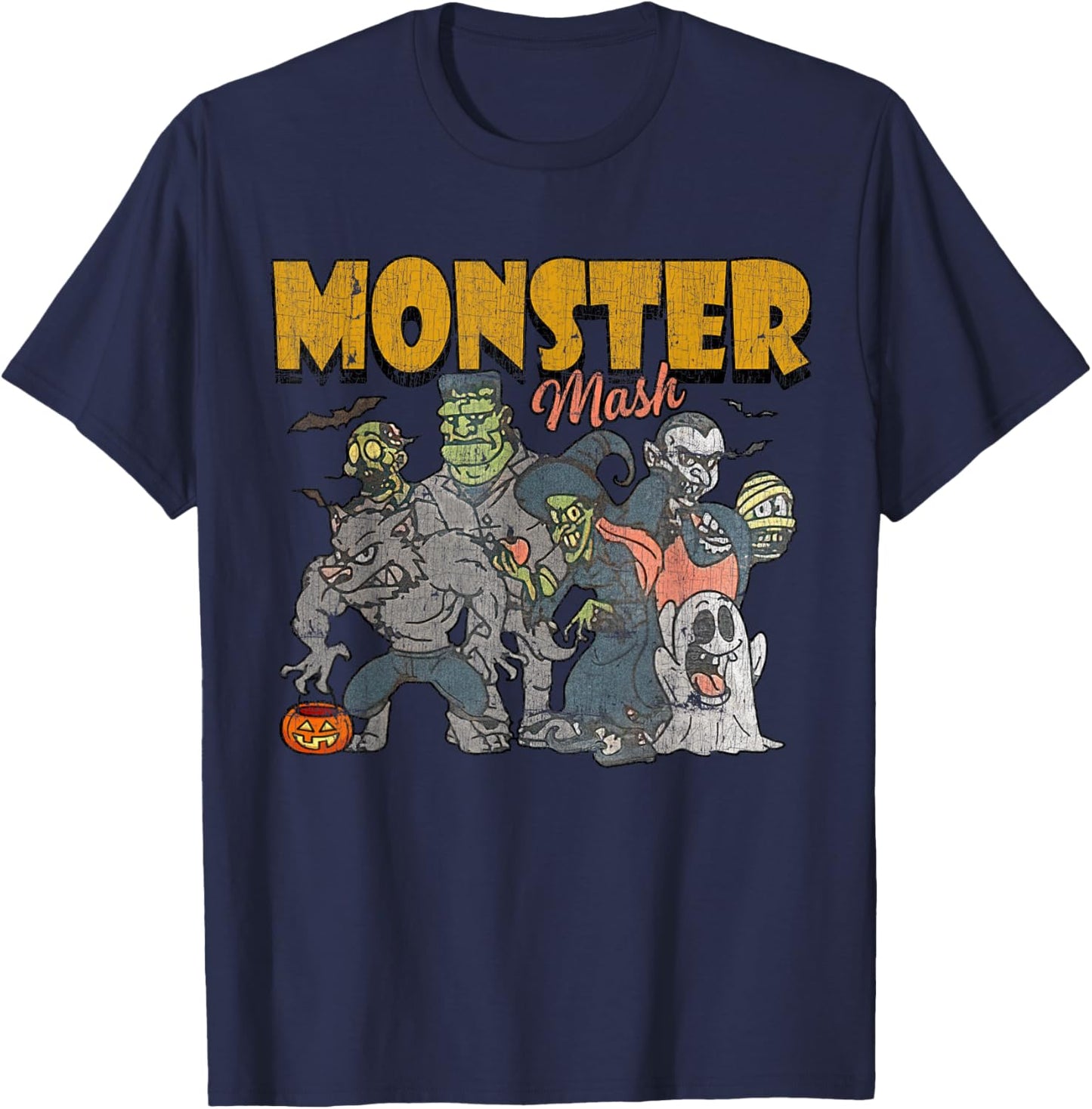 Monster Mash Vintage Ghost Halloween Funny T-Shirt - T-Shirt | Navy