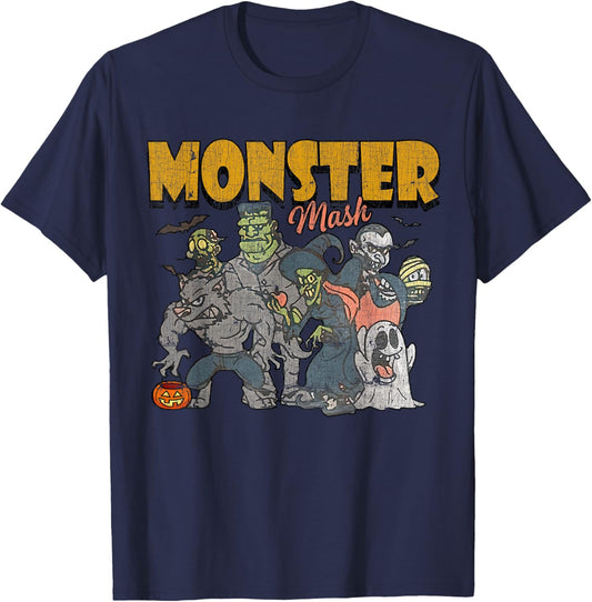 Monster Mash Vintage Ghost Halloween Funny T-Shirt - T-Shirt | Navy