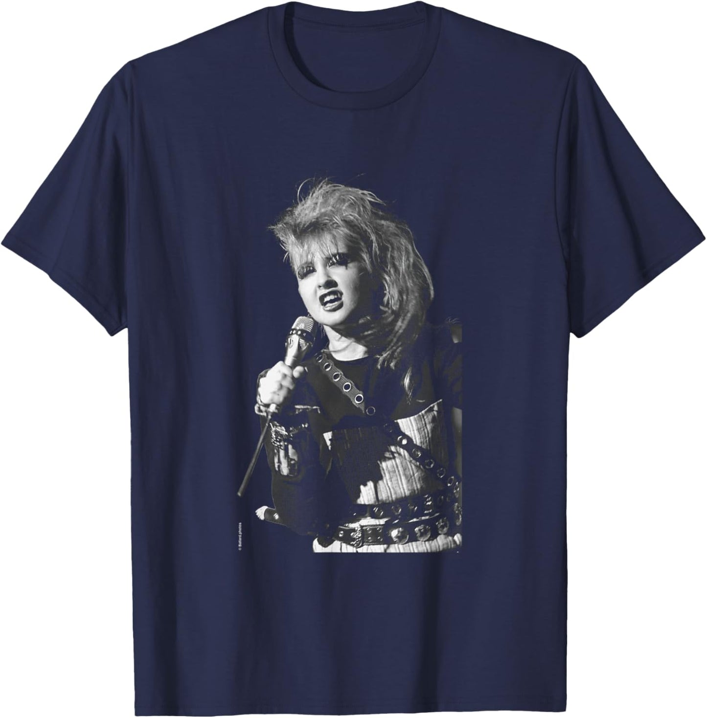 Pop Singer Cyndi Lauper Live by Allan Ballard T-Shirt - T-Shirt | Navy