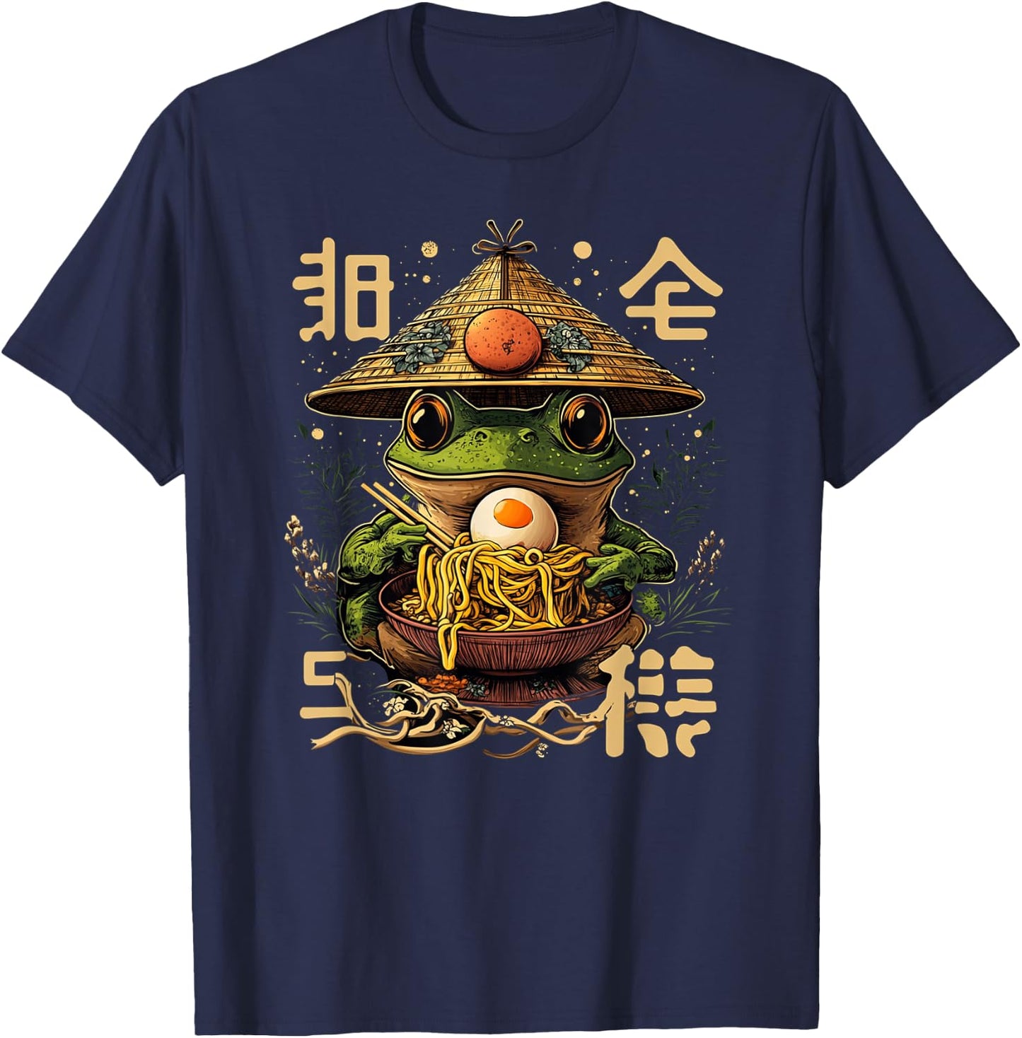 Frog Eating Ramen Kawaii Neko T-Shirt - T-Shirt | Navy