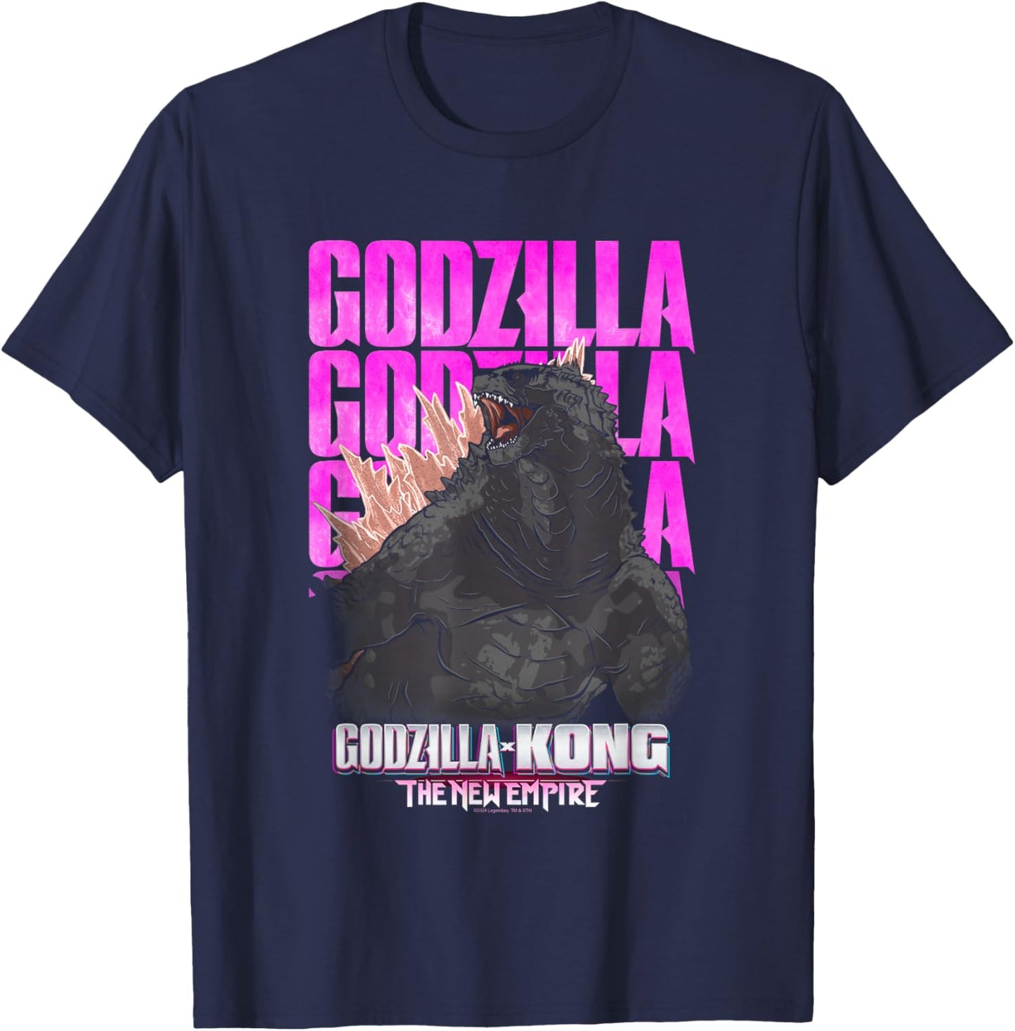 Godzilla X Kong: The New Empire Movie Godzilla Repeating T-Shirt - T-Shirt | Navy