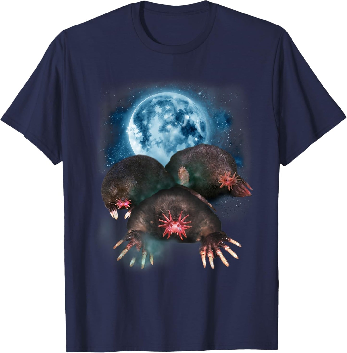 Star Nosed Mole Shirt - Star Nosed Mole Howling at the Moon T-Shirt - T-Shirt | Navy