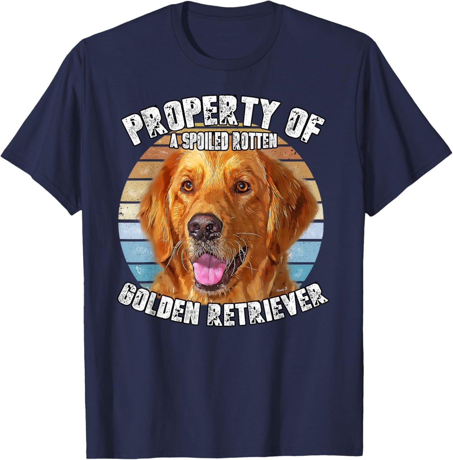 Golden Retriever Owner Lover Funny Retro Property Of T-Shirt - T-Shirt | Navy